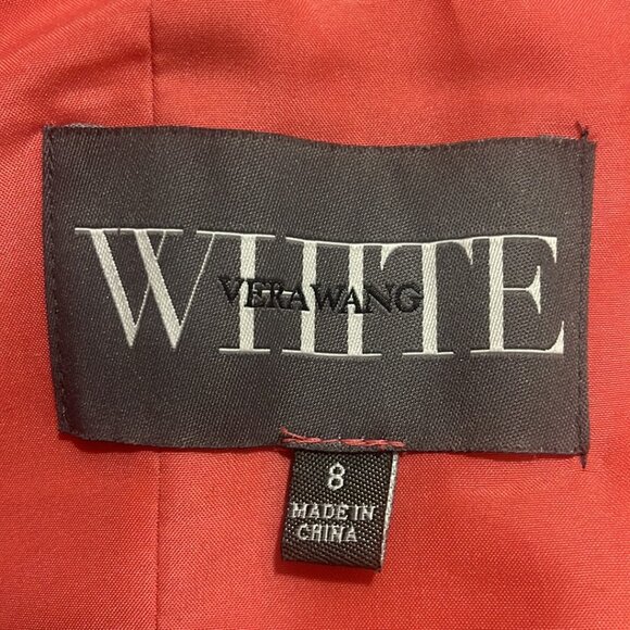 Vera Wang Coral V Neck Halter Dress with Sash and Bows Size 8 - Picture 4 of 5